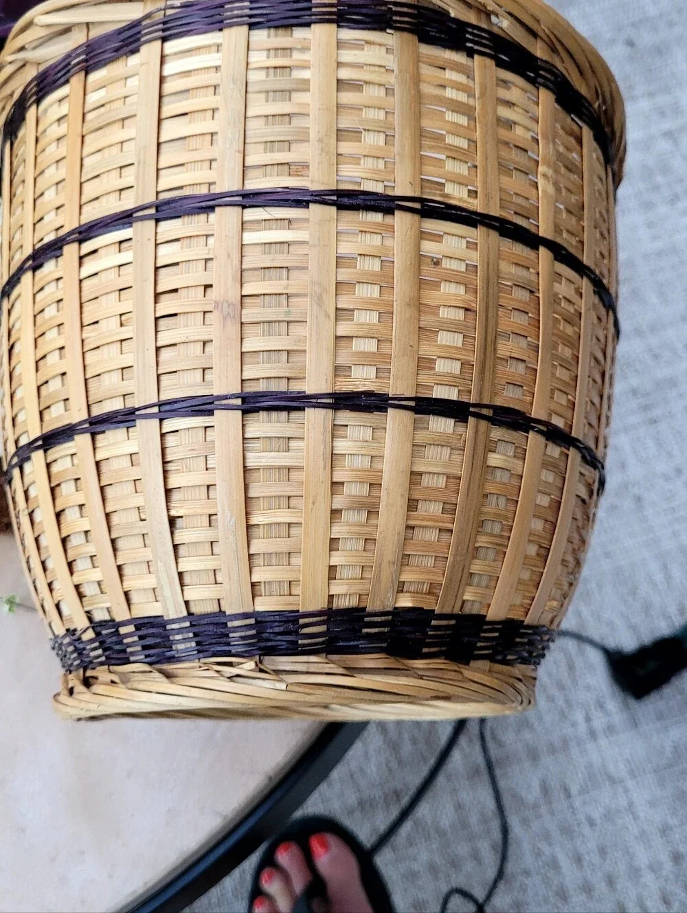 Woven Natural and Dark Brown Decorative Basket